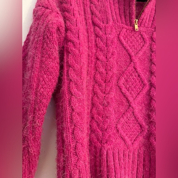 ANTHROPOLOGIE Cable Knit Fishermen 1/4 Zip Pullover Sweater Pink SIZE: XS - Picture 8 of 12